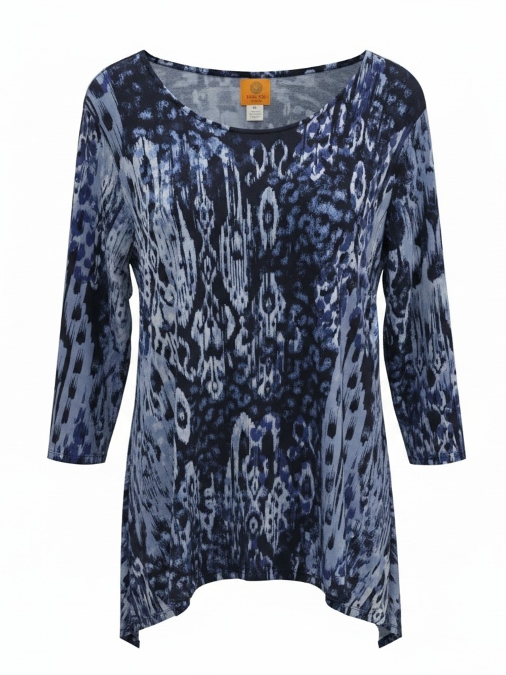 Ruby Rd Blue Abstract Pattern Scoop Neck Long Sleeve Top LP